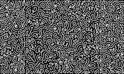 Wall Mural - scattered geometric line shapes. abstract background design. vector black and white pattern.