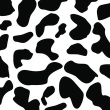  Black-white Milk Cow Artwork, White Background. Abstract Black And White Dog Pattern.