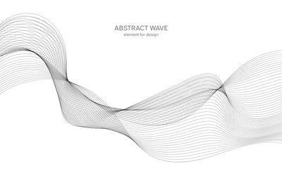 Wall Mural - Abstract wave element for design. Digital frequency track equalizer. Stylized line art background. Vector illustration. Wave with lines created using blend tool. Curved wavy line, smooth stripe.