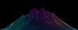 © Vitaly - Abstract vector cyberspace background. Mountain landscape grid illustration. 3d technology wireframe vector. Digital mesh for banners.