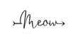Meow writing with arrow hand draw word. Element of word in arrow style