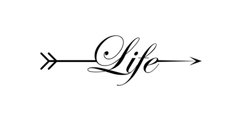 Poster - Life writing with arrow hand draw word. Element of word in arrow style