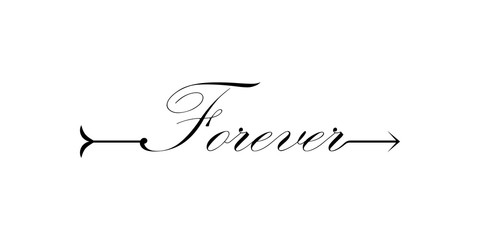 Poster - Forever writing with arrow hand draw word. Element of word in arrow style