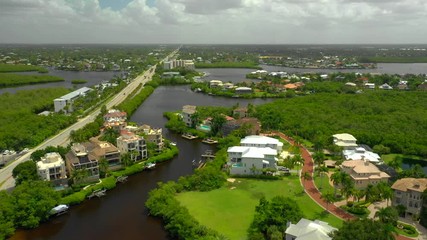 Wall Mural - Aerial drone shot Naples Barefoot Beach FL