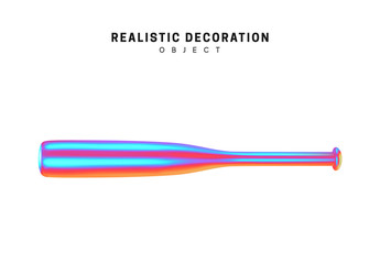 Poster - Sports baseball metal bat with gradient holographic color of hologram