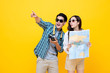 © Atstock Productions - Excited tourist couple holding map and pointing