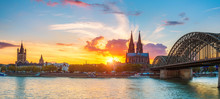 View On Cologne At Sunset