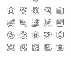 Fototapete - Woman avatar Well-crafted Pixel Perfect Vector Thin Line Icons 30 2x Grid for Web Graphics and Apps. Simple Minimal Pictogram