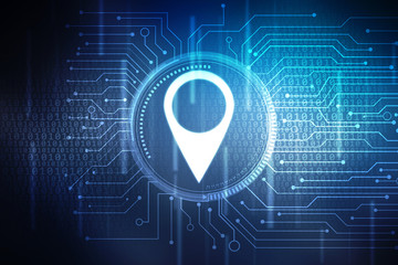 Poster - 2d rendering Red map pointer 