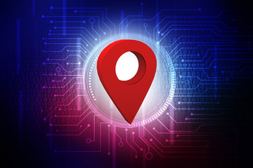 Poster - 3d rendering Red map pointer 