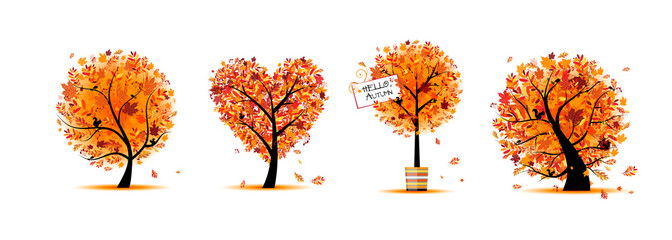 Aufkleber - Autumn trees collection for your design.