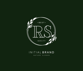  R S RS Beauty vector initial logo, handwriting logo of initial signature, wedding, fashion, jewerly, boutique, floral and botanical with creative template for any company or business.