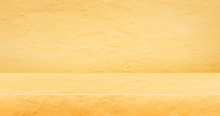 Aufkleber - yellow concrete texture table product display background.3d perspective studio photography stand.banner mockup space for showcase product.empty countertop backdrop..buseiness presentation