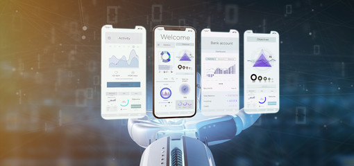 Poster - Application interface UI on a smartphone - 3d rendering