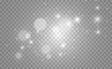 Poster - Beautiful sparks shine with special light. Vector sparkles on a transparent background. Christmas abstract pattern. A beautiful illustration for the postcard. The background for the image. Luminaries.