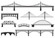 Bridge icon set. Different bridges silhouettes. Vector illustration.