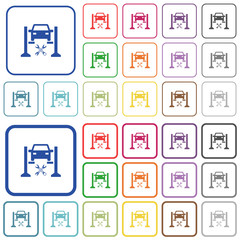 Poster - Car service outlined flat color icons