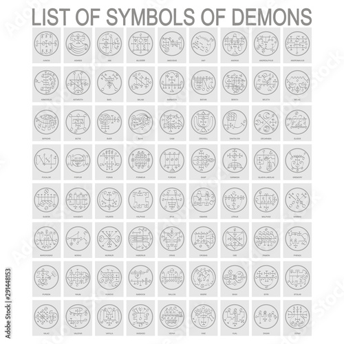 Fotomural Vector set with symbols of demons. Sigils of Demons