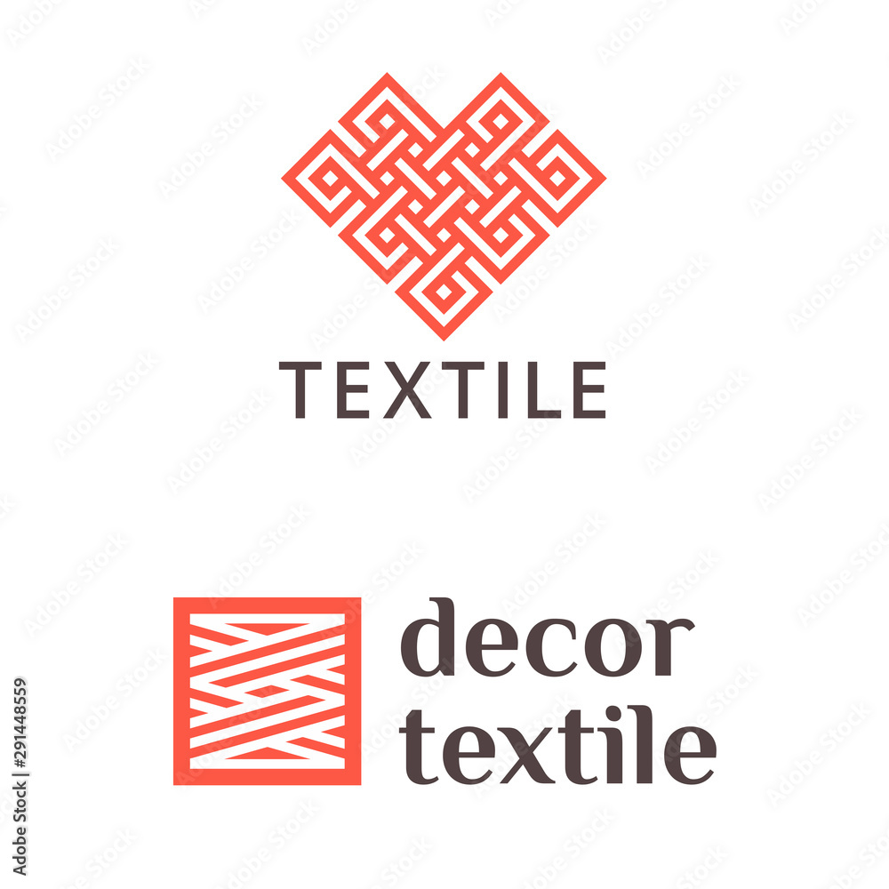 Set of vector logo design for shop knitting, textile, fabric. Stock ...