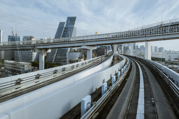 Wall Mural - Cityscape from monorail sky train in Tokyo