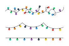 Christmas Lights Bulbs. Colorful Christmas Lights Bulbs Isolated On White Background. Color Garlands. Lights Bulbs In Simple Trendy Flat Design. Christmas Illustrtation. Vector