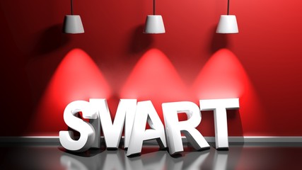 Poster - SMART write at a red wall with three lamps - 3D rendering illustration