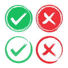 Poster - Set of check and cross icon in green and red color