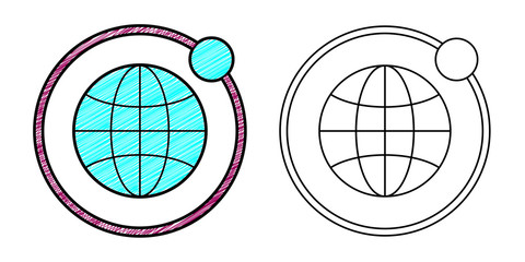 Poster - world and satellites icon design vector with texture. editable outline for other style