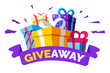 Social media contest, giveaway and special offer, gift boxes