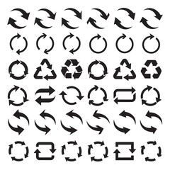Aufkleber - Set of circle black arrows on a white background