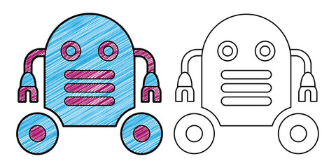 Poster - robot icon design vector with texture. editable outline for other style