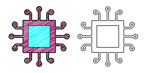 Poster - processor icon design vector with texture. editable outline for other style