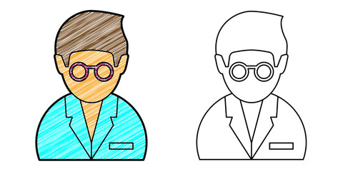Poster - scientists icon design vector with texture. editable outline for other style