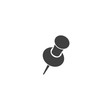Push pin icon in black color on a white background