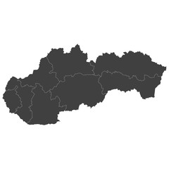 Aufkleber - Slovakia map with selected regions in black color on a white background