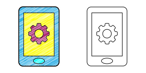Poster - smartphone application developer icon design vector with texture. editable outline for other style