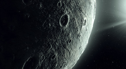 Wall Mural - moon surface with craters in space 3d illustration