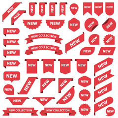 Aufkleber - Big set of red stickers new tags, labels and banners