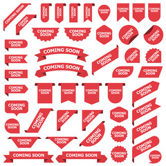 Aufkleber - Big set of red stickers coming soon tags, labels and banners