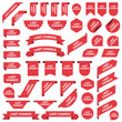 Big set of red stickers last chance tags, labels and banners
