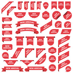Aufkleber - Big set of red stickers new arrival tags, labels and banners