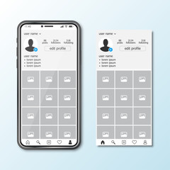 Poster - Smartphone template for social media app with frame mock up
