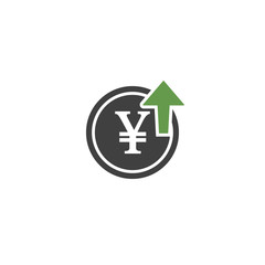 Poster - Yen cost increase icon on a white background. Vector illustration