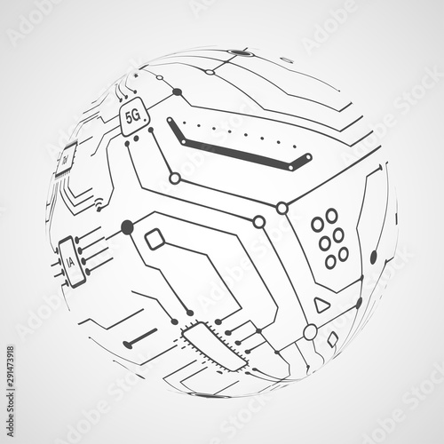 Abstract circle electric circuit shape. Vector illustration