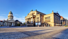 Gendarmenmarkt In Berlin, Germany. View On German Cathedral And Konzerthaus