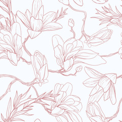 Seamless floral pattern with magnolia.