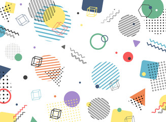 Fototapete - Abstract memphis geometric pattern of business colorful tone design of decoration background. illustration vector eps10