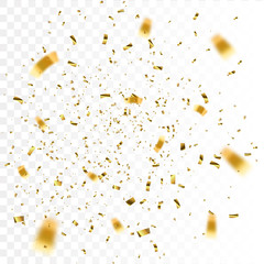 Poster - Gold Confetti Isolated On White Background. Celebrate Vector Illustration