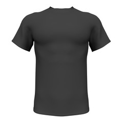 Poster - Mockup Black men t-shirt isolated on white background. Front view. 3d rendering
