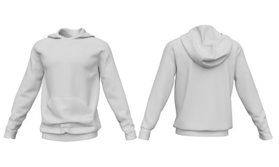 Poster - Mockup men hoodie isolated on white background. Front and back view. 3d rendering